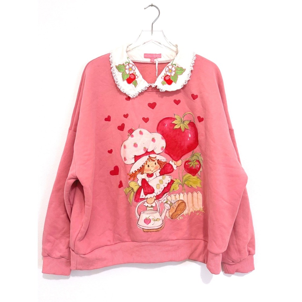 Dolls Kill x Strawberry Shortcake | Pink Pullover Collared Sweatshirt